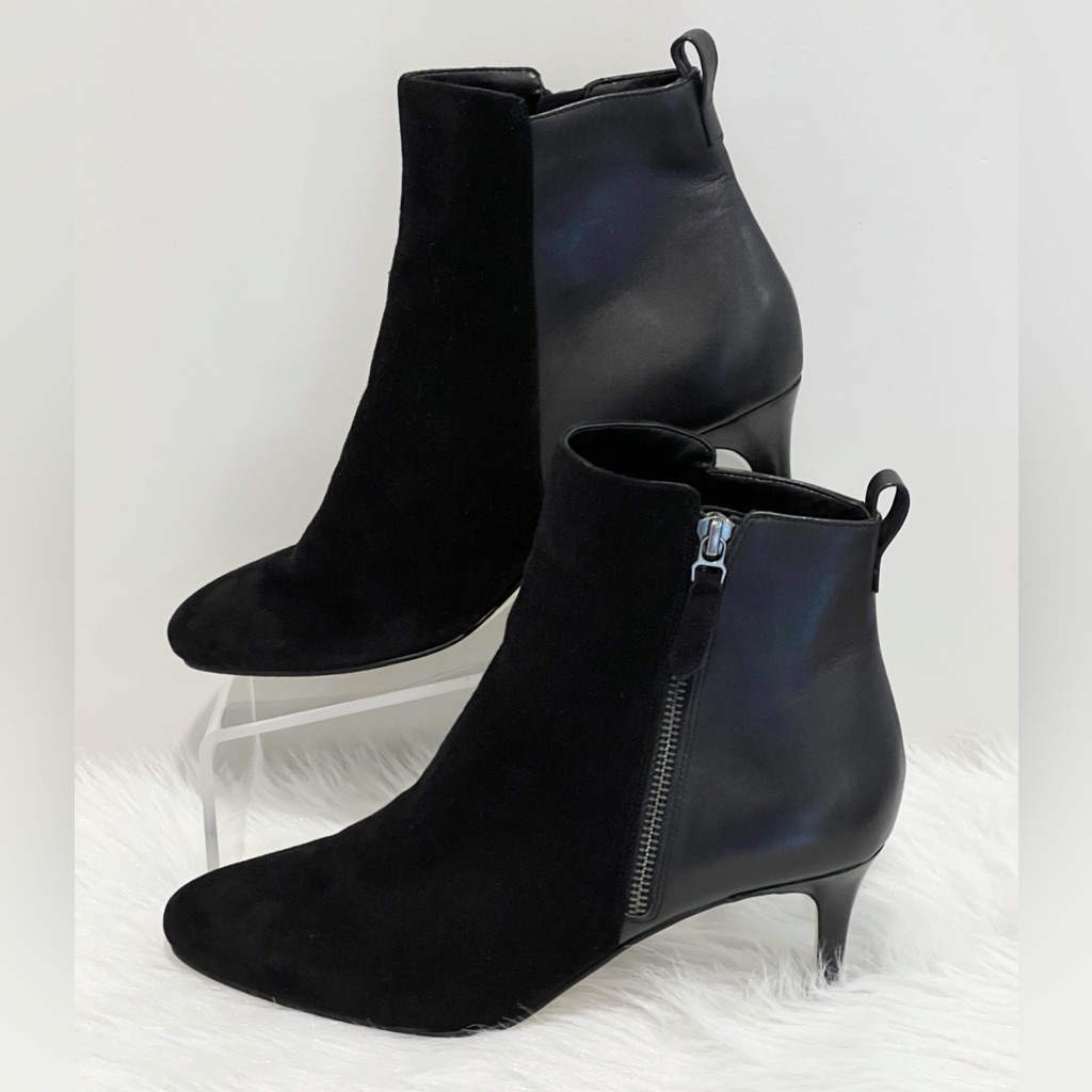 Pelle Moda Yesnia Black Leather/ Suede Combo Ankle Boots Size 9